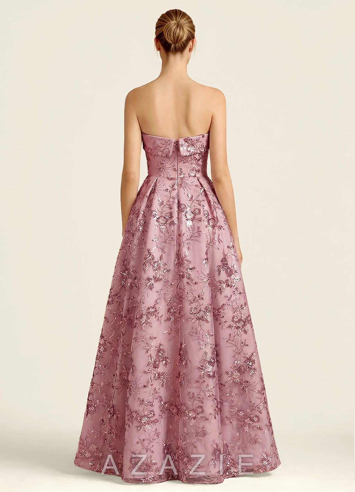 Iriseam Pink Sequin Embroidery Prom Dress