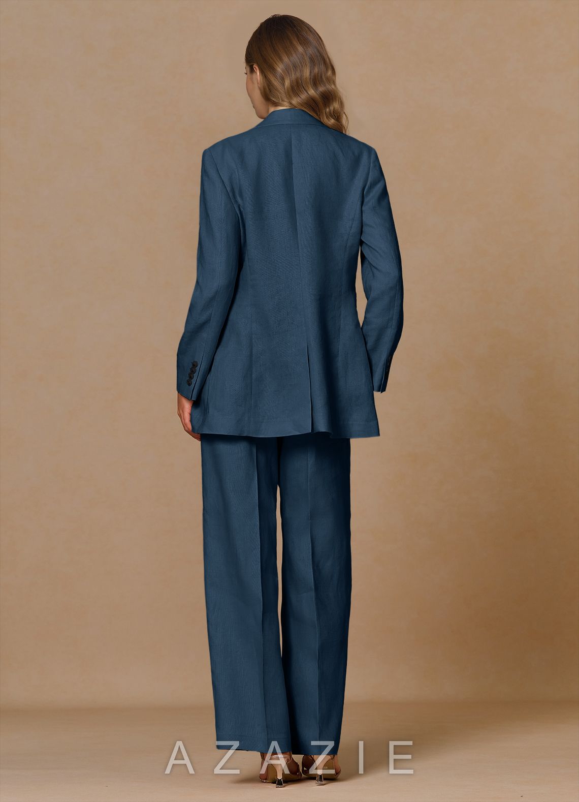 Belicia Dark Navy 100% Linen 3-Piece Suit
