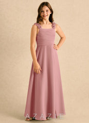 Azazie Masie Girls Formal Dusty Rose A-Line Pleated Chiffon Dress dusty_rose