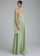 Azazie Alisha Dusty Sage A-Line Corset Chiffon Dress