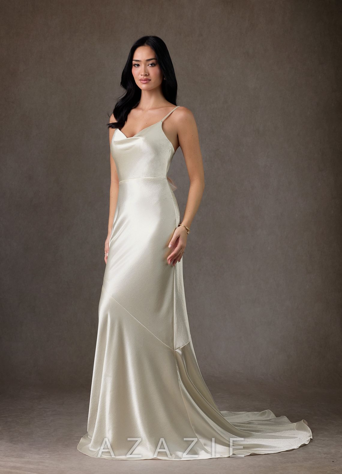 Azazie Kayla Antique White Mermaid Charmeuse Dress antique_white