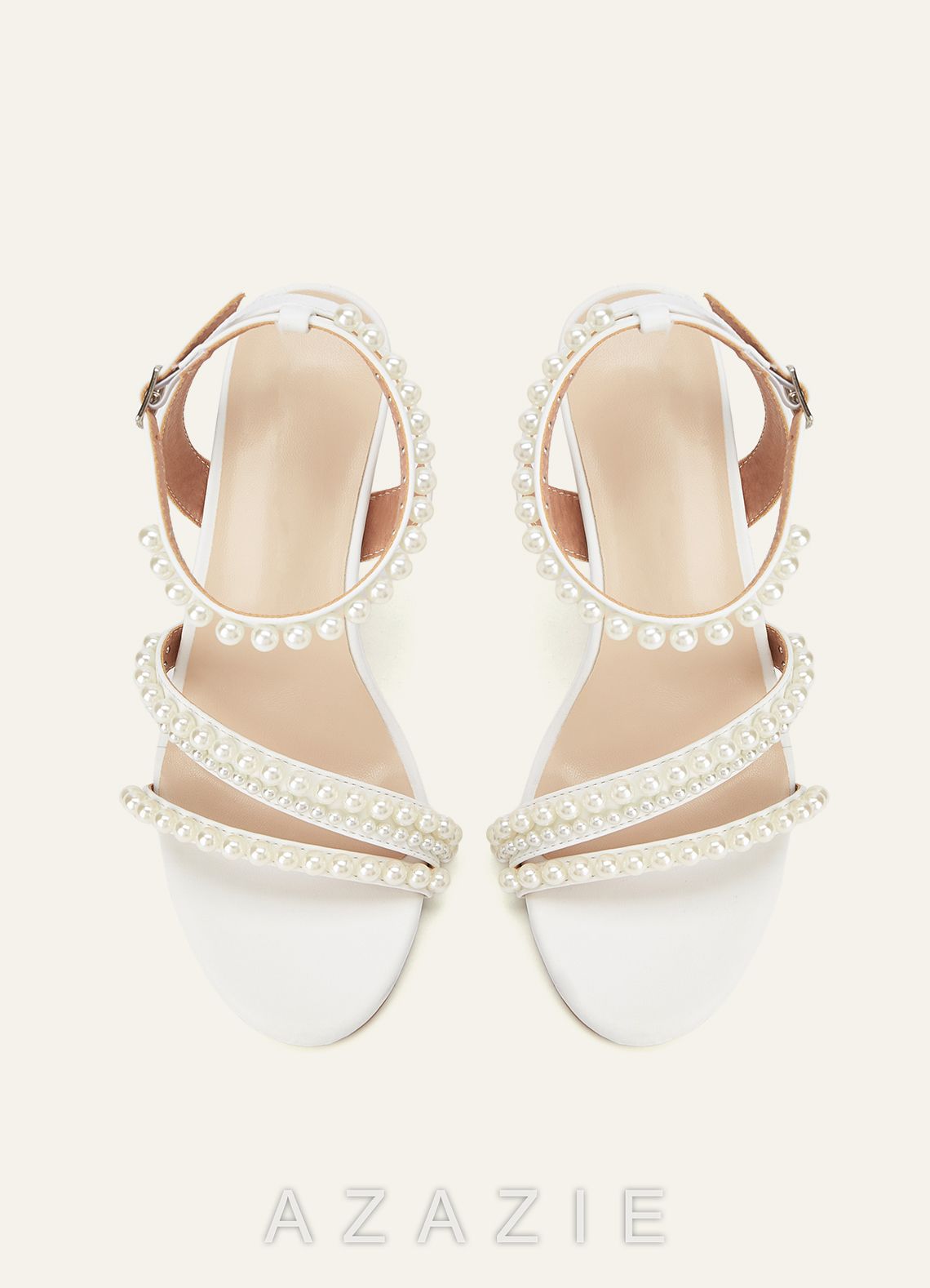 Pearl Strap Heels  ivory
