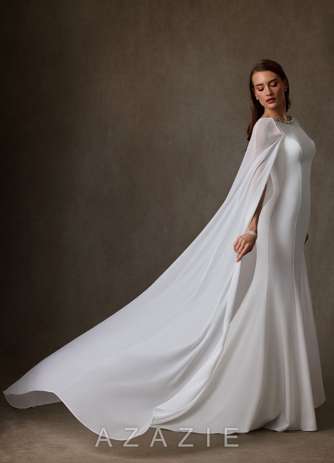 Azazie Naia Diamond White Mermaid Crepe Back Satin Dress diamond_white