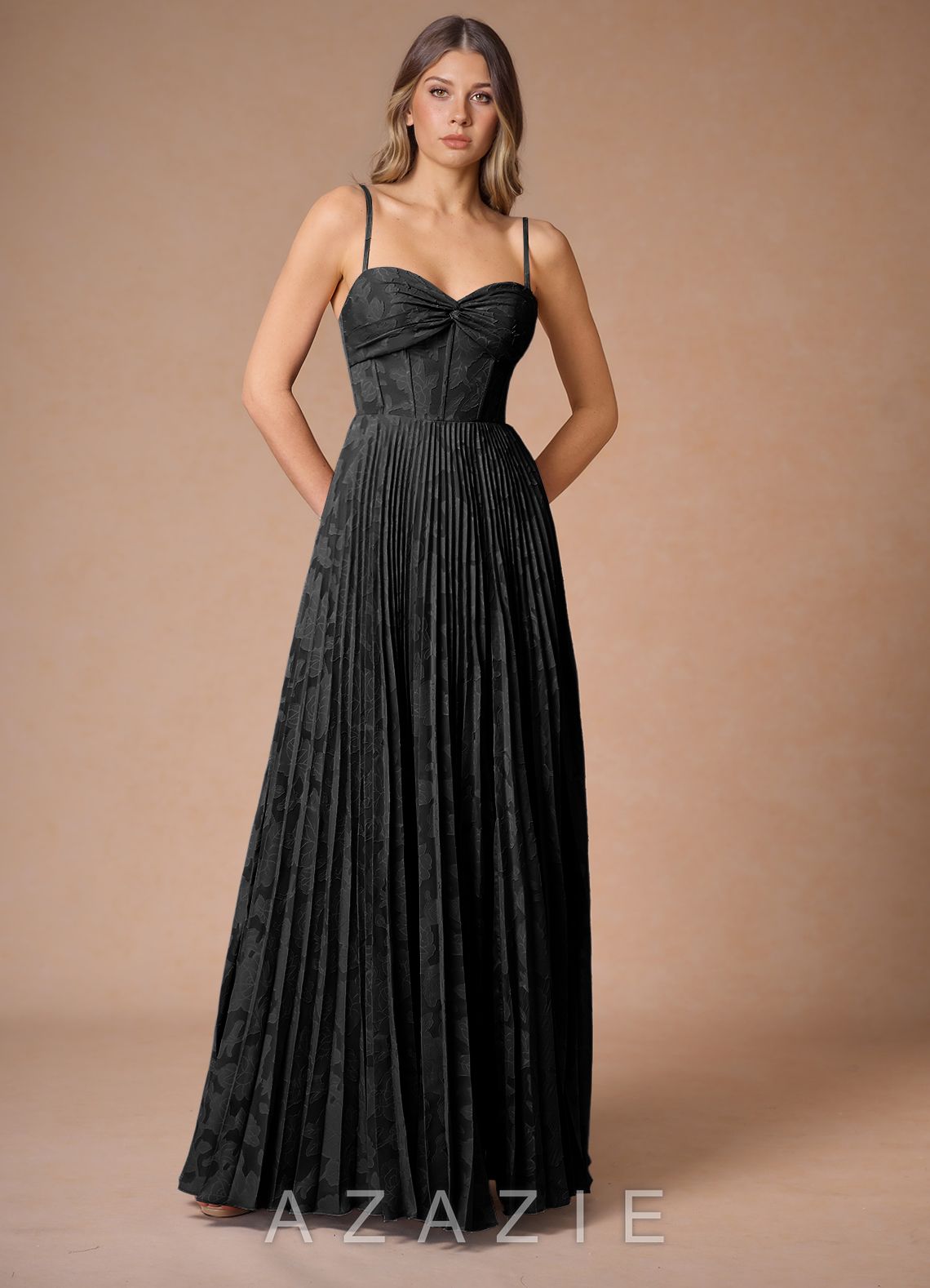 Akiko {color} Pleated Maxi Dress  black