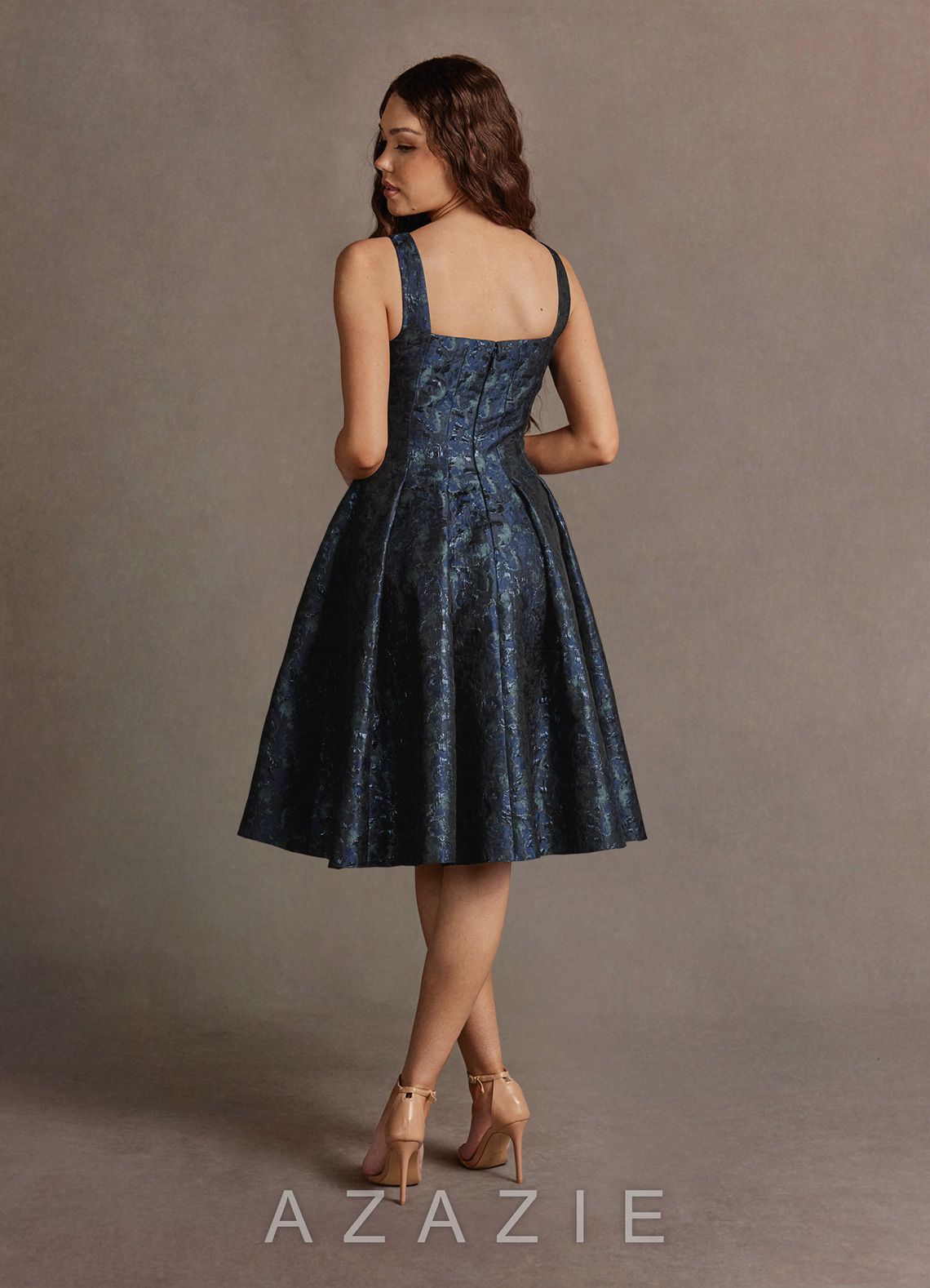 Jackey {color} Jacquard Pleated Midi Dress  navy_#ny134188