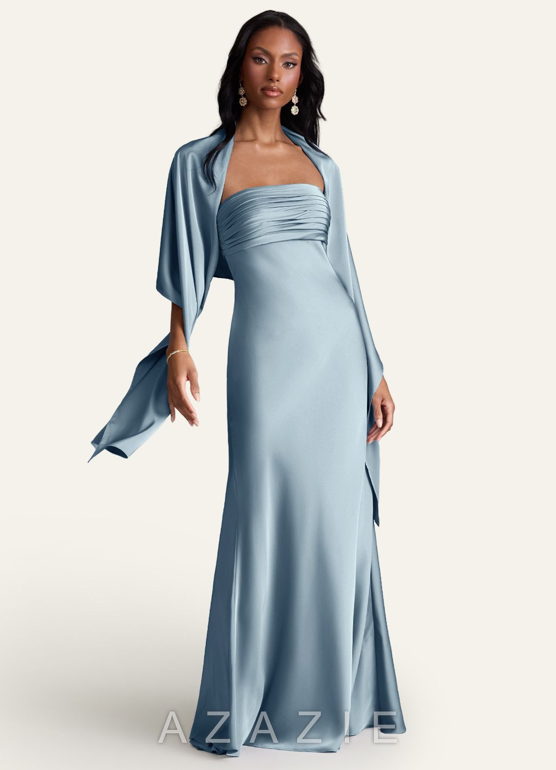 Azazie Matching Color Aleena Stretch Satin Shawl