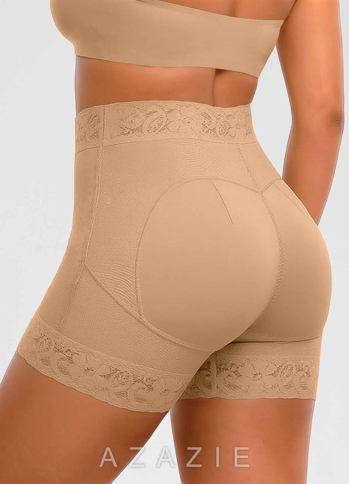 Lace High Waist Tummy Control Butt Lifting Shapewear Shorts  nude