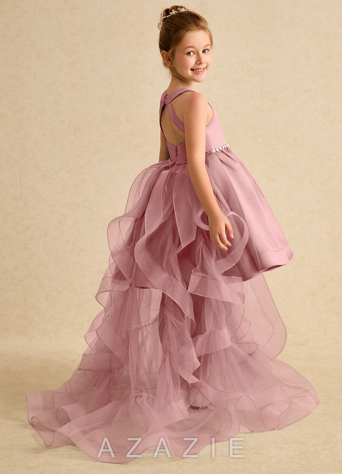 Azazie Julietta Dusty Rose Ball-Gown Convertible Tulle Dress dusty_rose