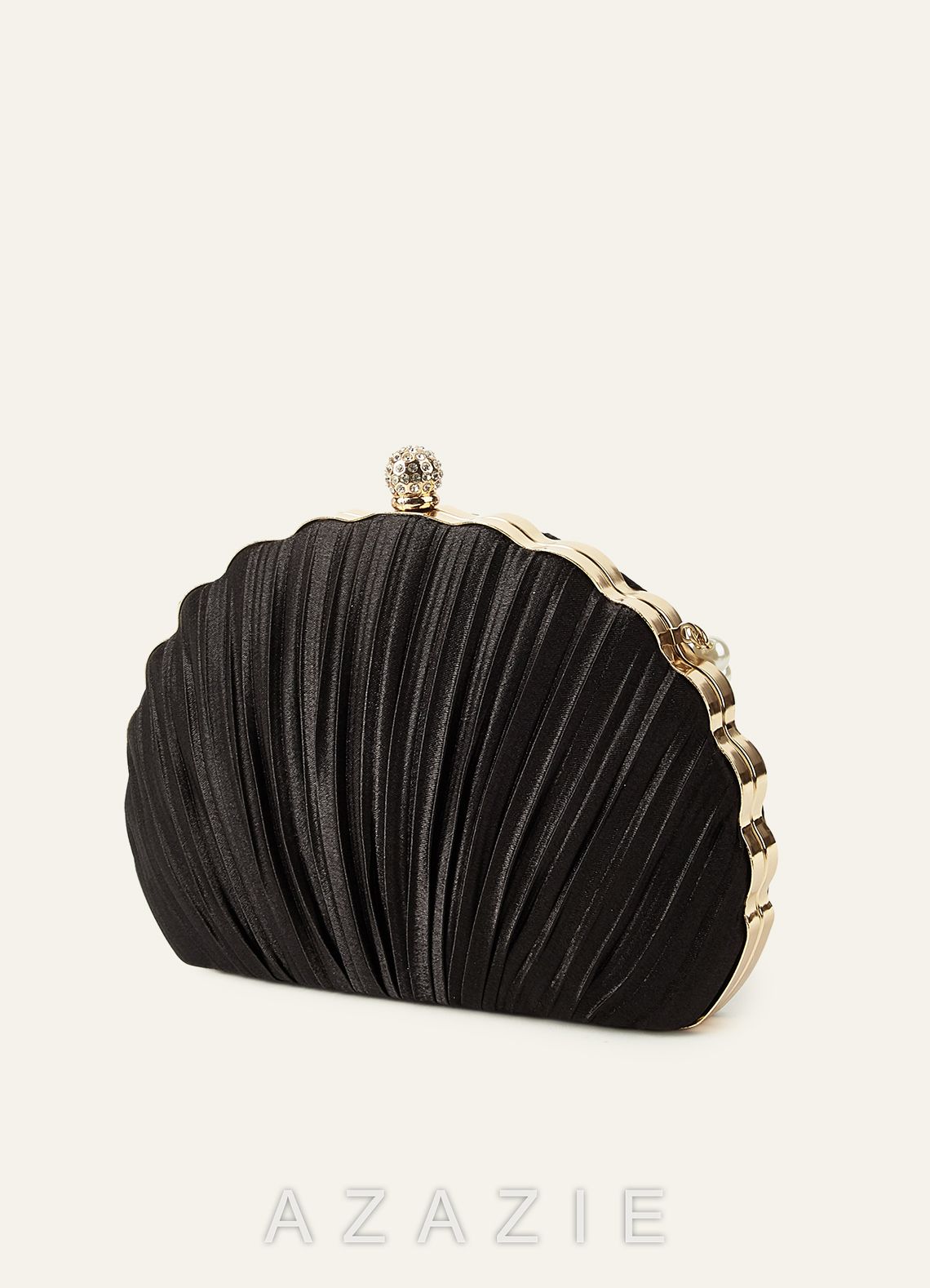 Shell-Shape Pleated Evening Clutch