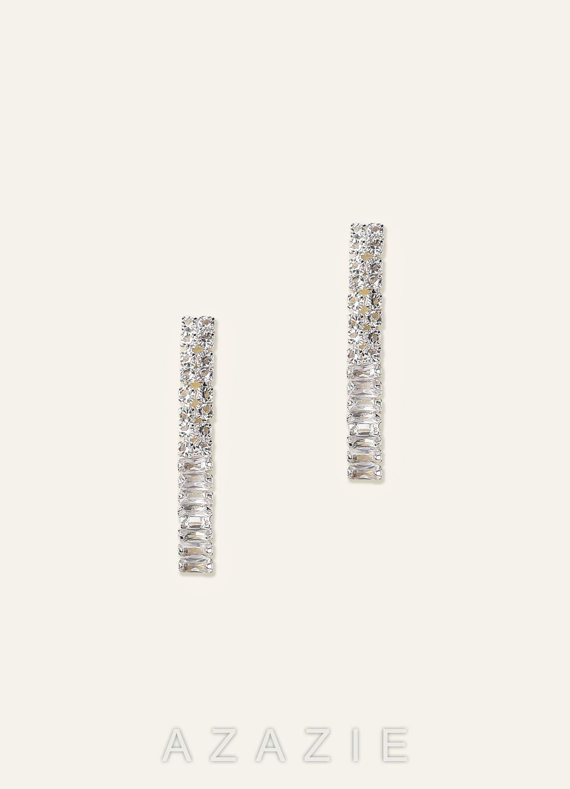 Pointed Collar Crystal Tennis Necklace and Earrings Jewelry Set  silver