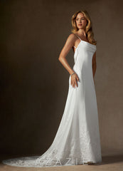 Azazie Eliora Diamond White Fit and Flare Stretch Satin Dress