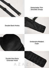 Full‑Size Strapless Underwire Formal Dress Bra  black