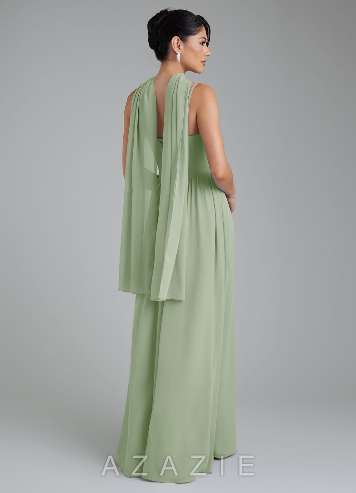 Azazie Alisha Dusty Sage A-Line Corset Chiffon Dress dusty_sage