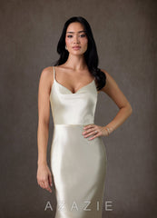 Azazie Kayla Antique White Mermaid Charmeuse Dress antique_white