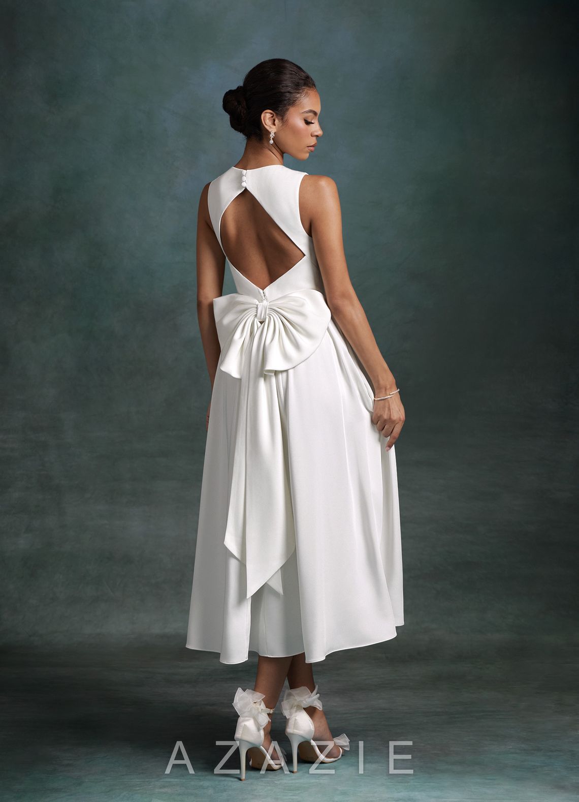 Azazie Maeve Diamond White A-Line with Pockets Crepe Back Satin Dress diamond_white