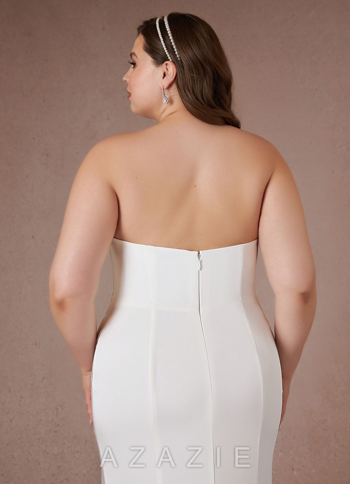 Azazie Marsella Wedding Dress Diamond White Mermaid Strapless Crepe Back Satin D