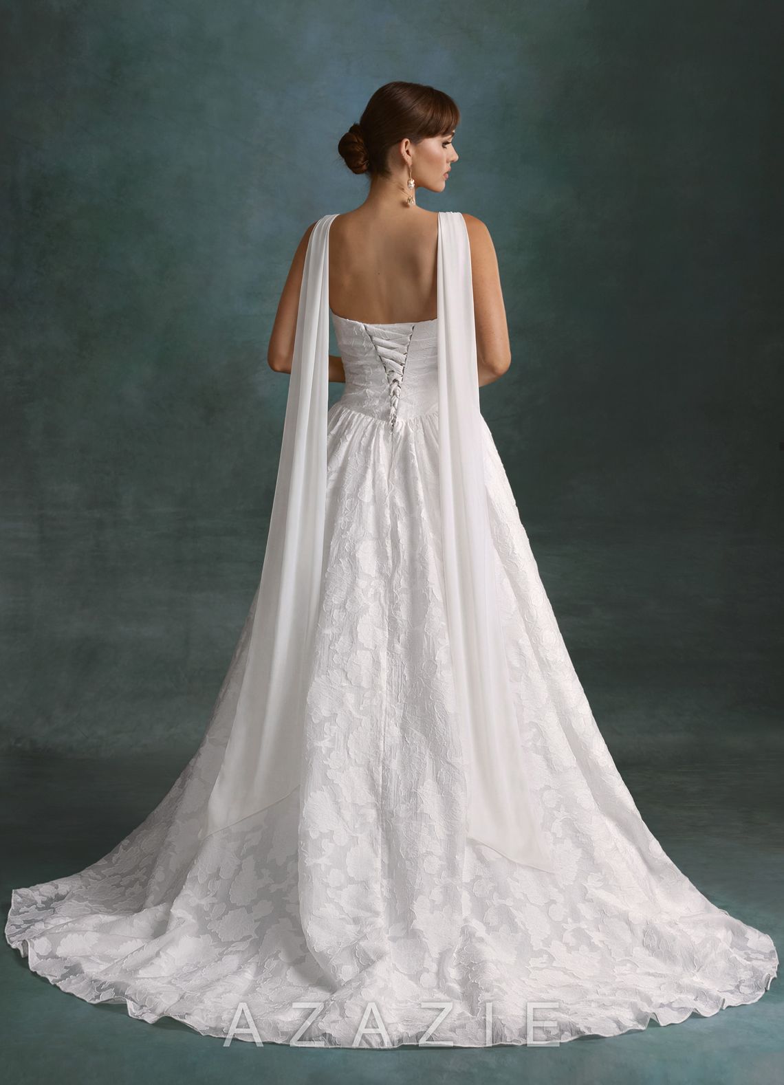 Azazie Nadine Diamond White A-Line Strapless Floral Burnout Dress