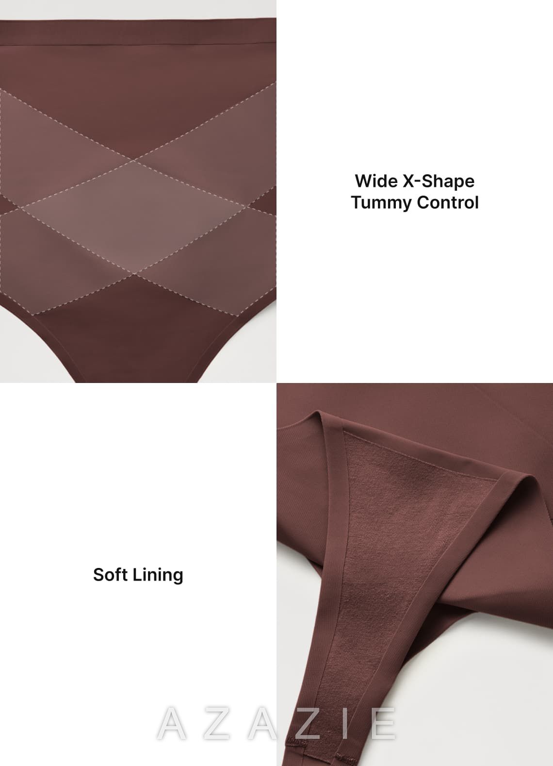 X-Shaped Tummy Control High Waist Stretch Shaping Thong  dark_coffee