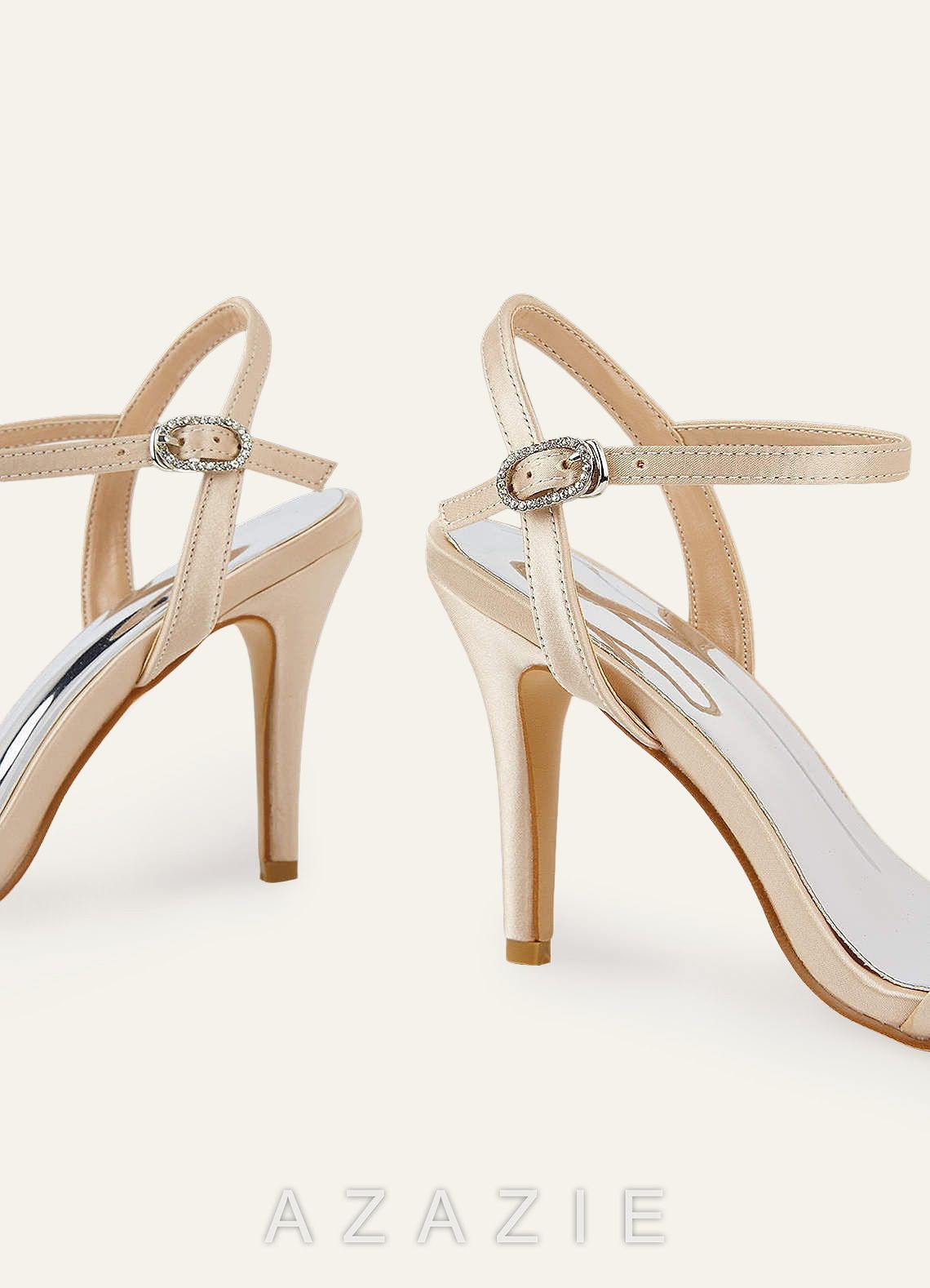 Champagne Satin Ankle Strap High Heels  champagne