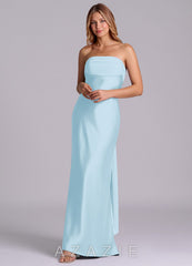 Azazie Ailanie Sky Blue Sheath Strapless Stretch Satin Dress sky_blue