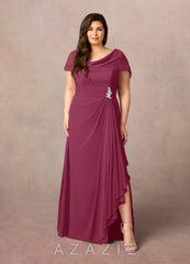 Azazie Mary Mulberry A-Line Side Slit Chiffon Dress mulberry