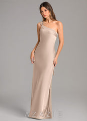 Azazie Monroe English Rose Mermaid One Shoulder Stretch Satin Dress english_rose