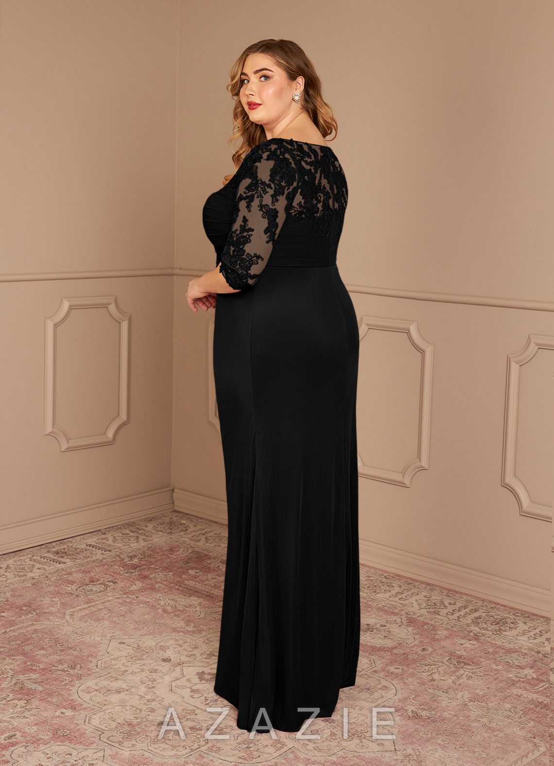 Azazie Alisondra Black Sheath Scoop Lace Lace Dress black
