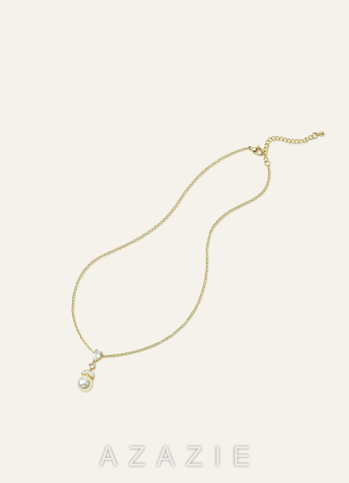 Pear Cut Pearl Drop Necklace