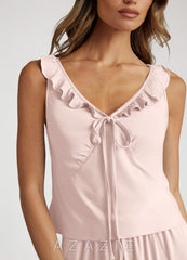 Bamboo Fiber Ruffled Pajama Set  blushing_pink