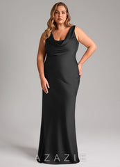 Azazie Rylina Black Mermaid Stretch Satin Dress black