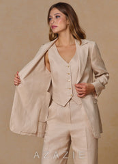 Belicia Tan 100% Linen Blazer