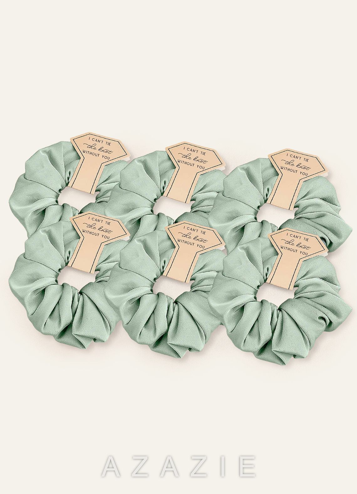 Matching Color Six-Piece Bridesmaid Stretch Satin Over Size Scrunchie Set