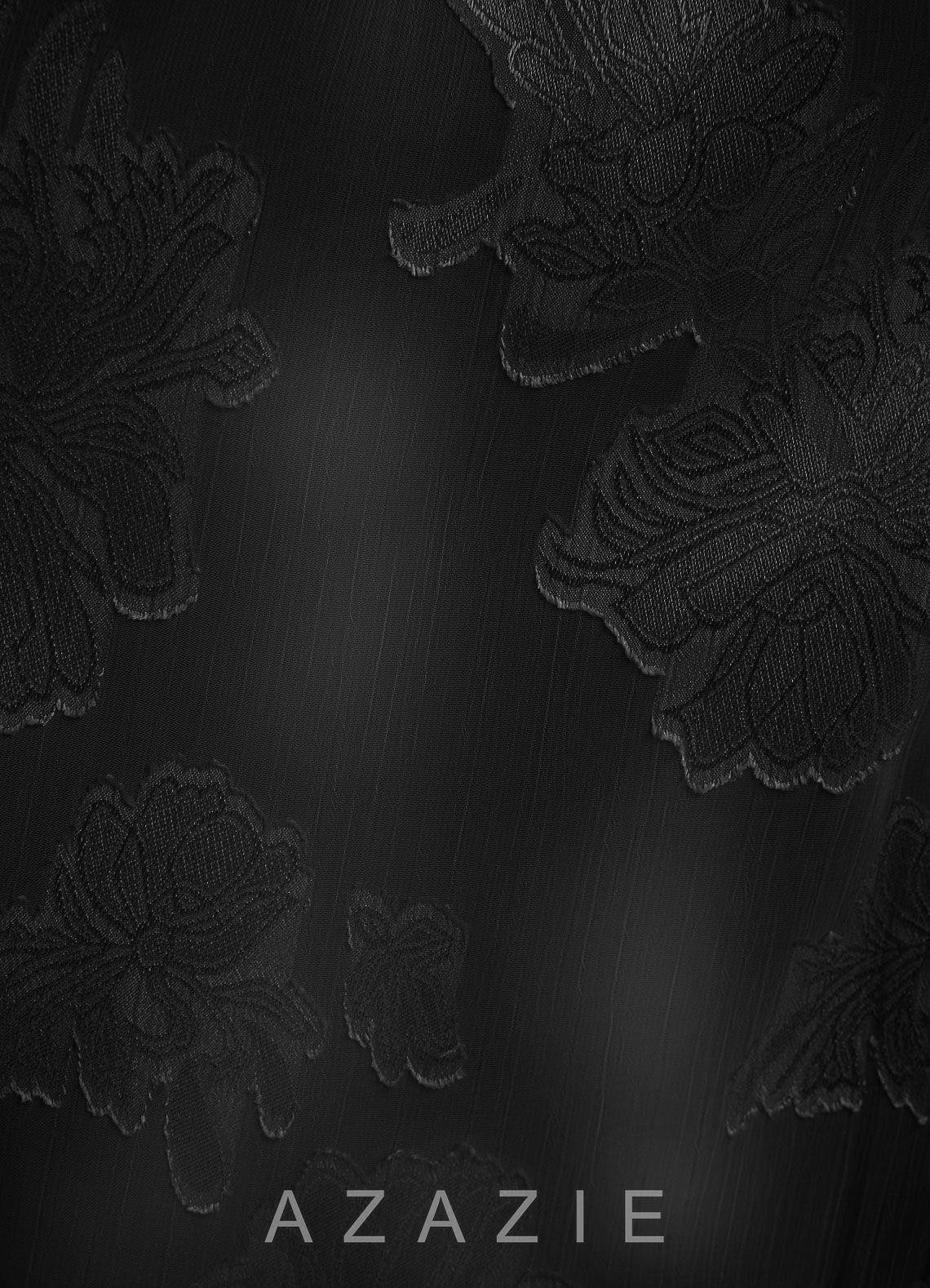 Azazie Helena Black A-Line Strapless Floral Jacquard Burnout Convertible Dress black