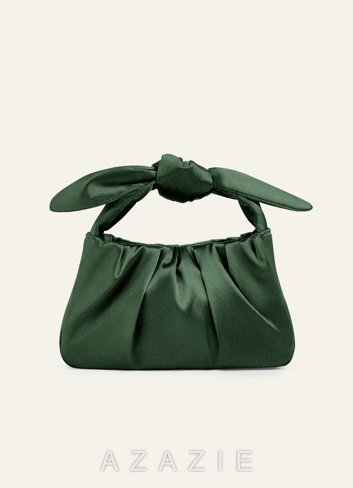 Matching Color Metallic Satin Knotted Handle Handbag