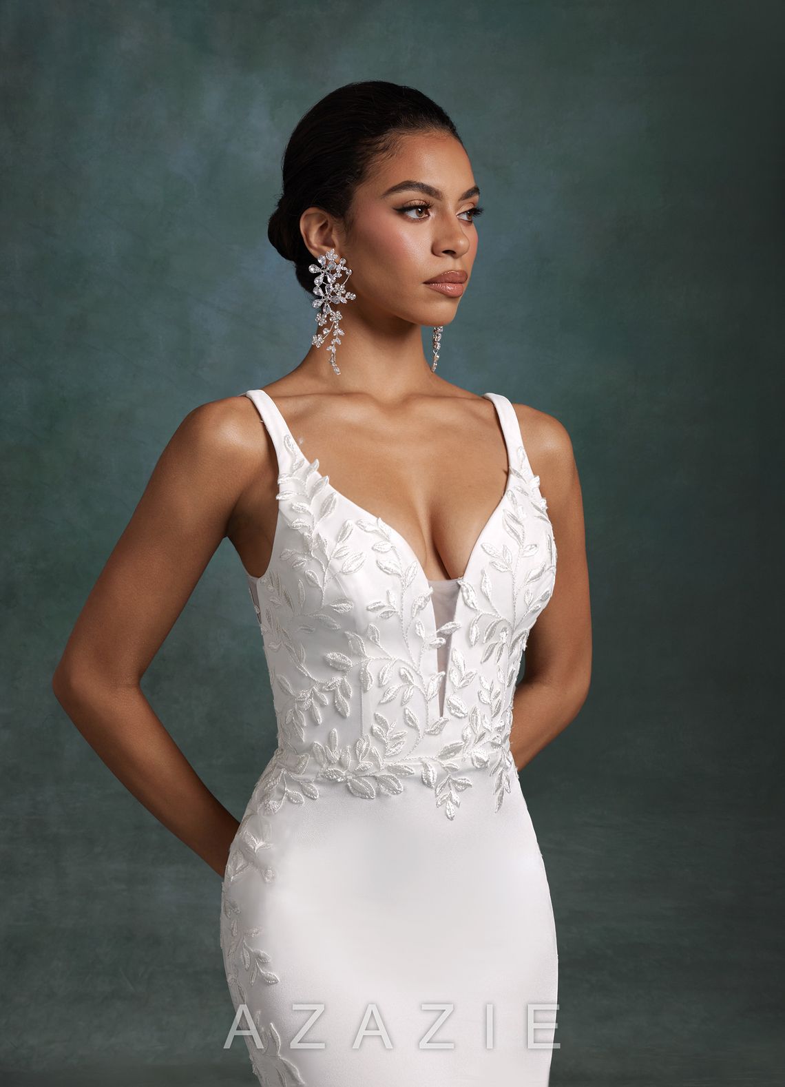 Azazie Sabrina Diamond White Mermaid Crepe Back Satin Dress diamond_white