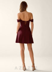 Sidonie Wine Satin Lace Up Back Mini Dress