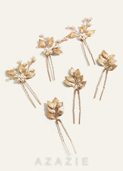 Alloy Leaves U-Shaped Hairpins  gold