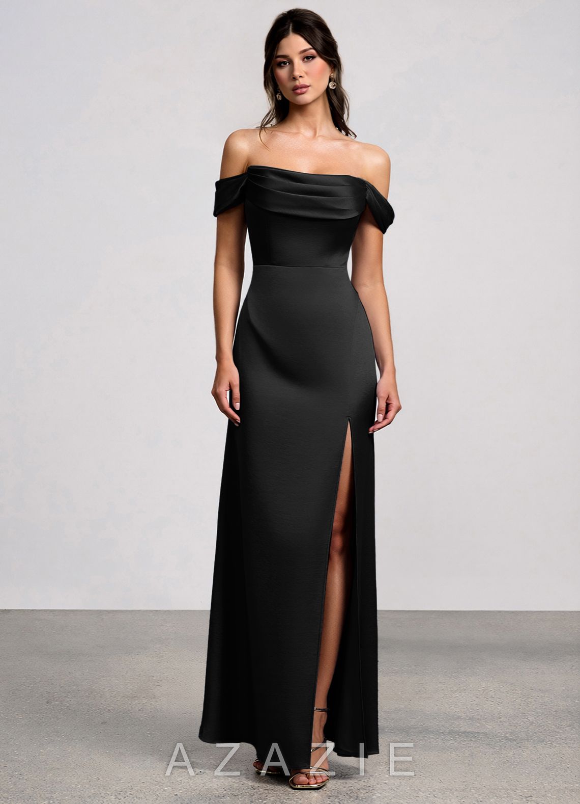 Nerida {color} Luminous Satin Maxi Dress  black