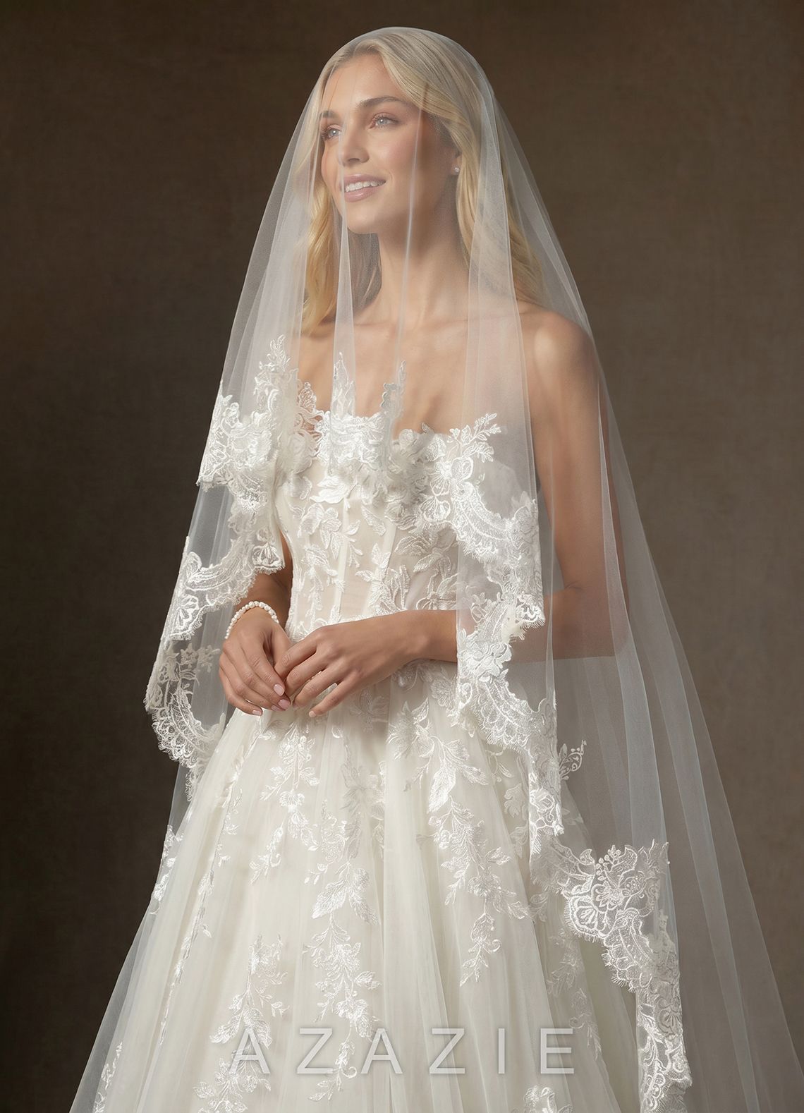 Lace Mantilla Rosalind Cathedral Veil  diamond_white