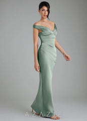 Azazie Stella Agave Sheath Corset Stretch Satin Convertible Dress agave