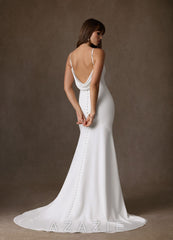 Azazie Farah Diamond White Mermaid Crepe Back Satin Dress diamond_white