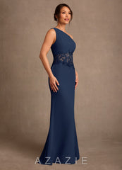 Azazie Kathie Dark Navy Mermaid Lace Chiffon Dress dark_navy