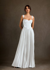 Azazie Dean Diamond White Sheath Sweetheart Neckline Stretch Satin Dress