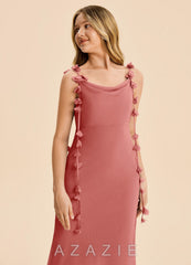 Azazie Trinity Junior Antique Rose Mermaid Pleated Chiffon Dress antique_rose