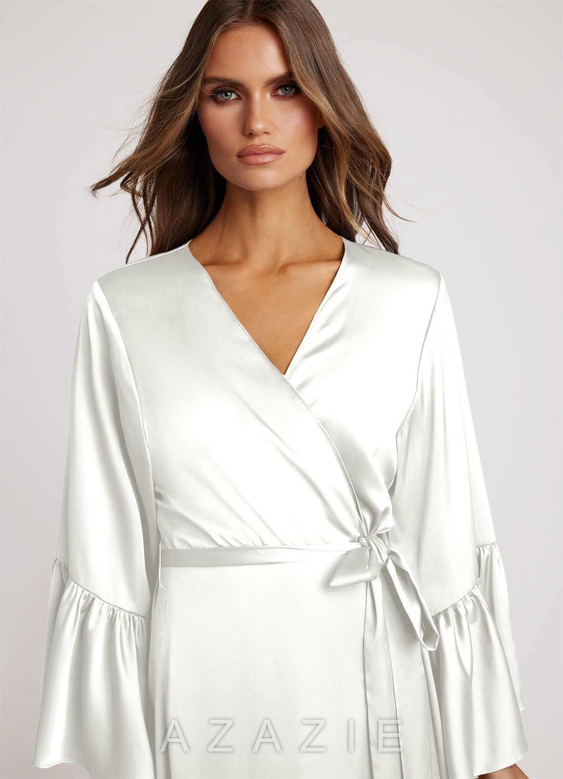 Long Bridal Ruffle Robe  white