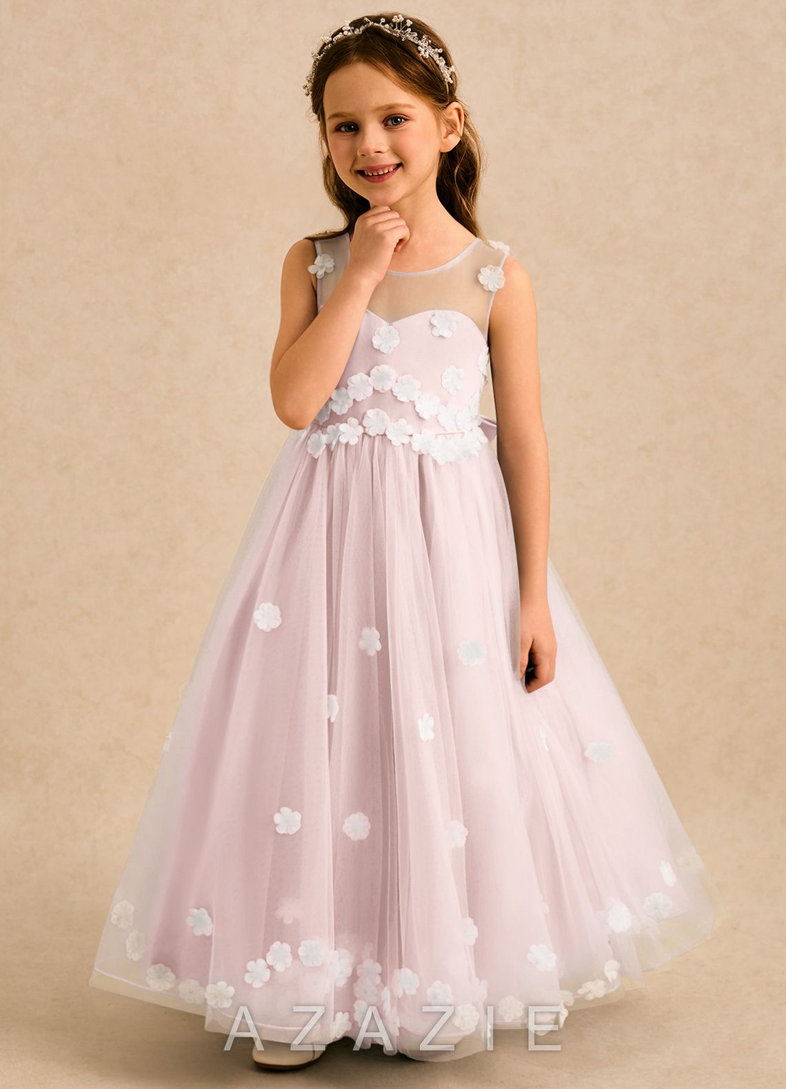 Azazie Sadie Blushing Pink A-Line Sweetheart Neckline Tulle Dress blushing_pink