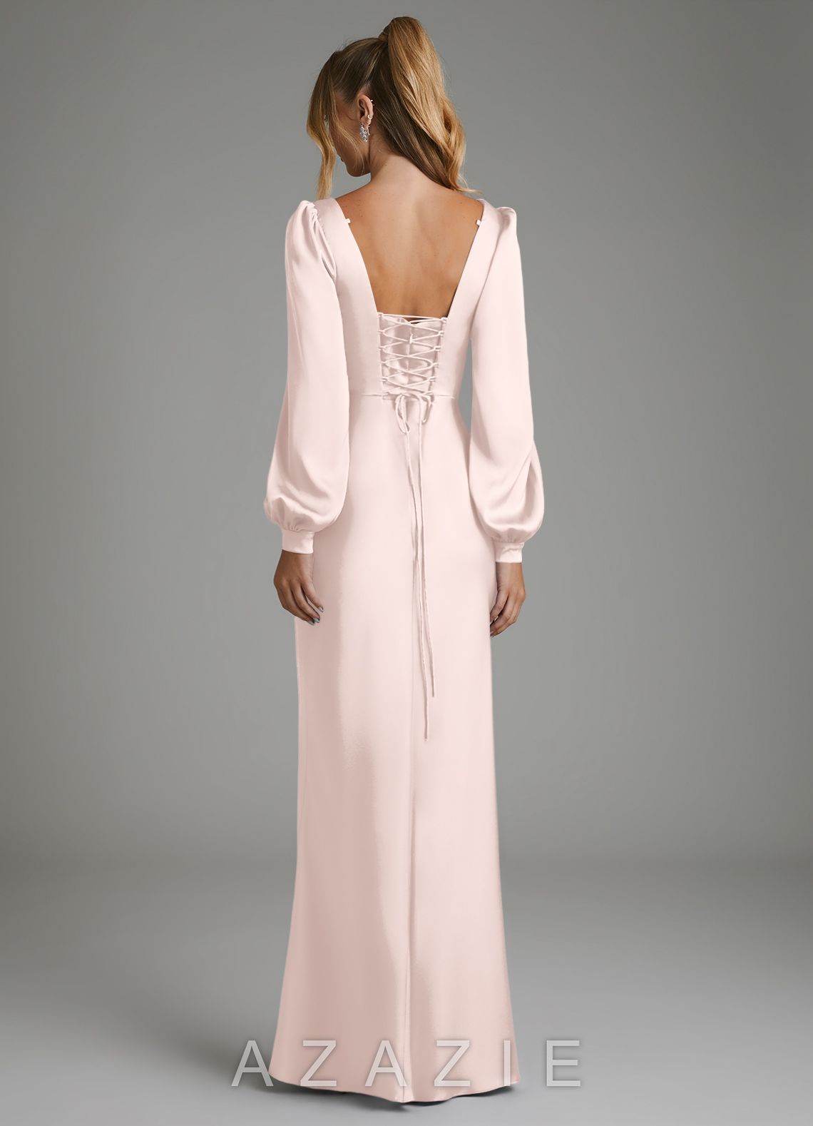 Azazie Brianna Blushing Pink Mermaid Corset Stretch Satin Dress blushing_pink