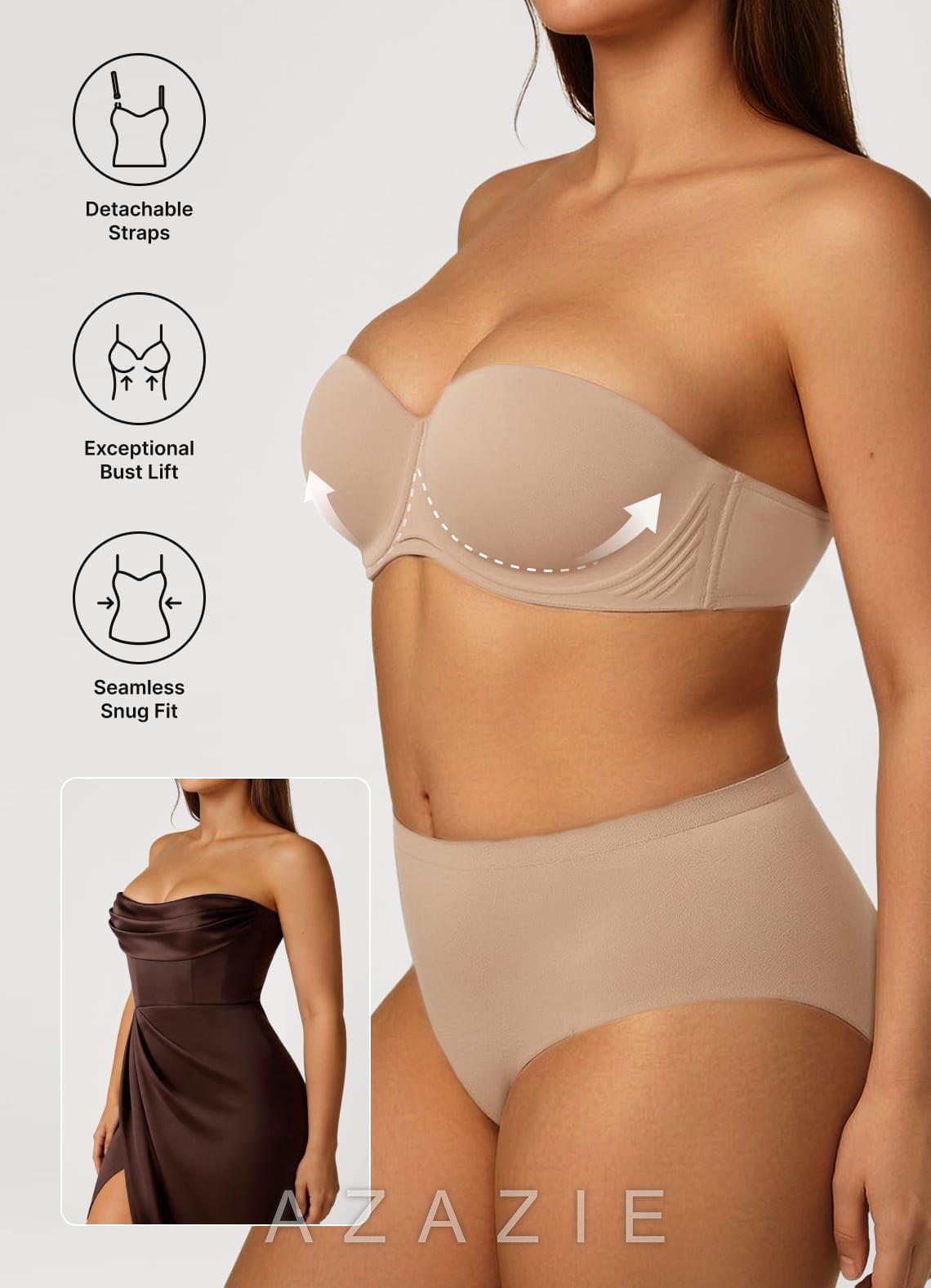 Full‑Bust Seamless Strapless Underwire Bra