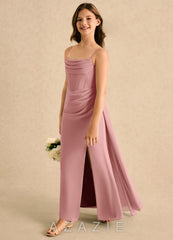 Azazie Moxie Girls Formal Dusty Rose A-Line Lace Chiffon Dress
