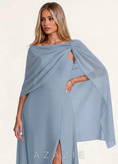 Azazie Matching Long Flowing Chiffon Cape  dusty_blue